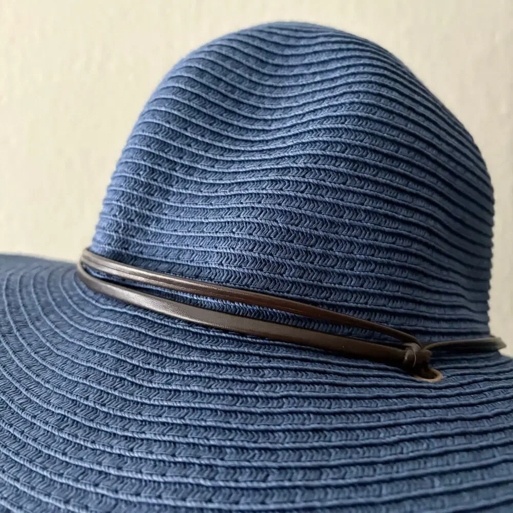 PETER GRIMM Women's Sun Hat Sz OS Blue Summer Nautical Cruise Ship Cabana Beachy